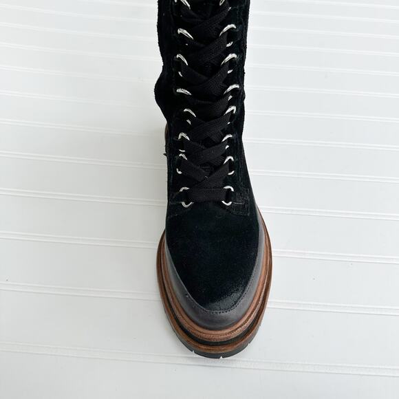 Free People Holden Tennessee Black Suede Over the Knee Lace Up Platform Boots 37 - Picture 6 of 13